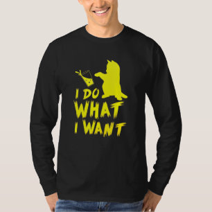 Ich tue, was ich schwarze Katze Grafik oben Gewoll T-Shirt