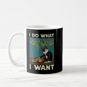 Ich tue, was ich Tuxedo Cat Garening Funny Cat Qu Kaffeetasse