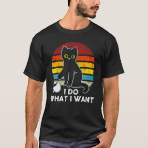 Ich tue, was ich Vintag als Black Cat Pouring Coff T-Shirt