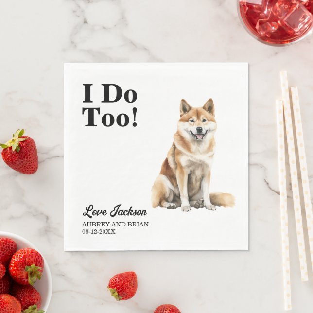 Ich tue zu Akita Inu Hochzeitsempfang Serviette (Beispiel)