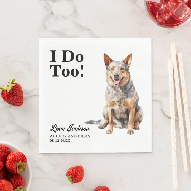Ich tue zu Australischer Rind-Hunde-Hochzeit Serviette (Beispiel)