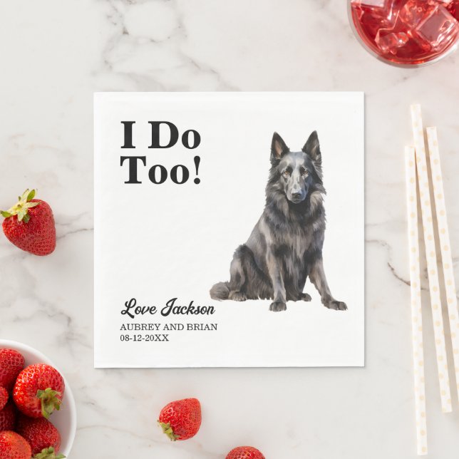 Ich tue zu belgischer Schafhunde-Hochzeit Serviette (Beispiel)