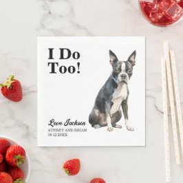 Ich tue zu Boston Terrier Pet Wedding Serviette