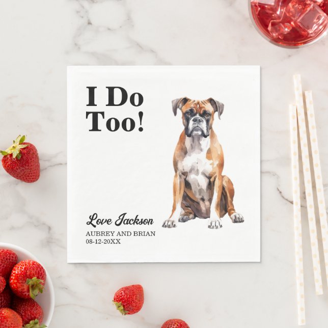 Ich tue zu Boxer-Hunde-Hochzeit Serviette (Beispiel)