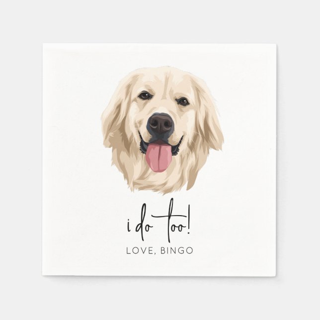 Ich tue zu Hochzeit Napkin Golden Retriever Hund Serviette (Vorderseite)