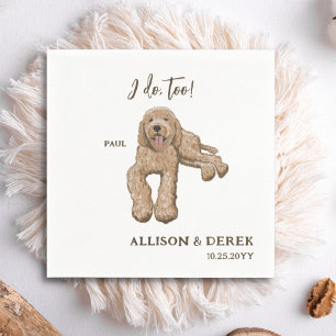 Ich tue zu Hunde Portraits Goldendoodle Hochzeit Serviette