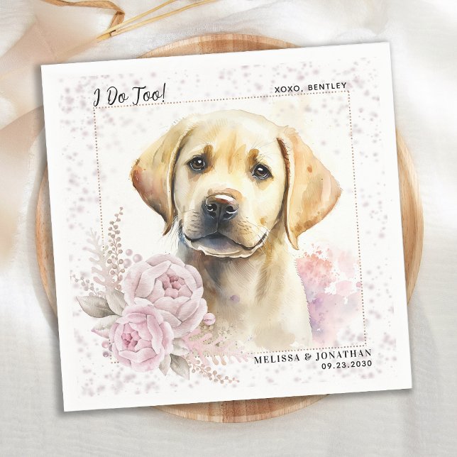 Ich tue zu Labrador Retriever Floral Hund Hochzeit Serviette (Von Creator hochgeladen)