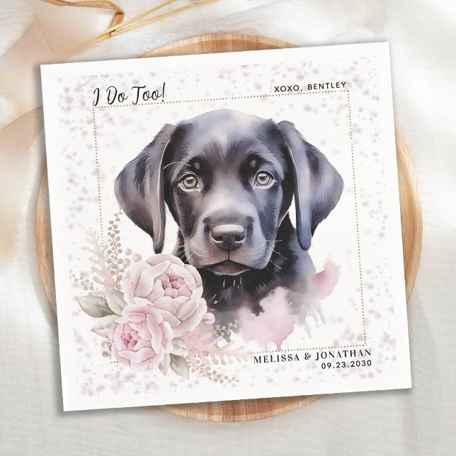 Ich tue zu Labrador Retriever Floral Hund Hochzeit Serviette (Von Creator hochgeladen)