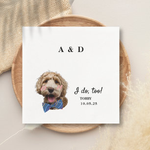 Ich tue zu Niedliche Katzenhunde Foto Hochzeitsmon Serviette