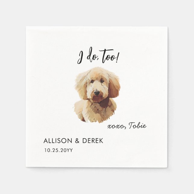 Ich tue zu Personalisierte Goldendoodle Hochzeit Serviette (Vorderseite)