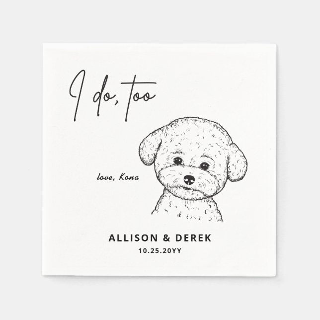 Ich tue zu Personalisierte Niedliche Dog Poodle Ha Serviette (Vorderseite)