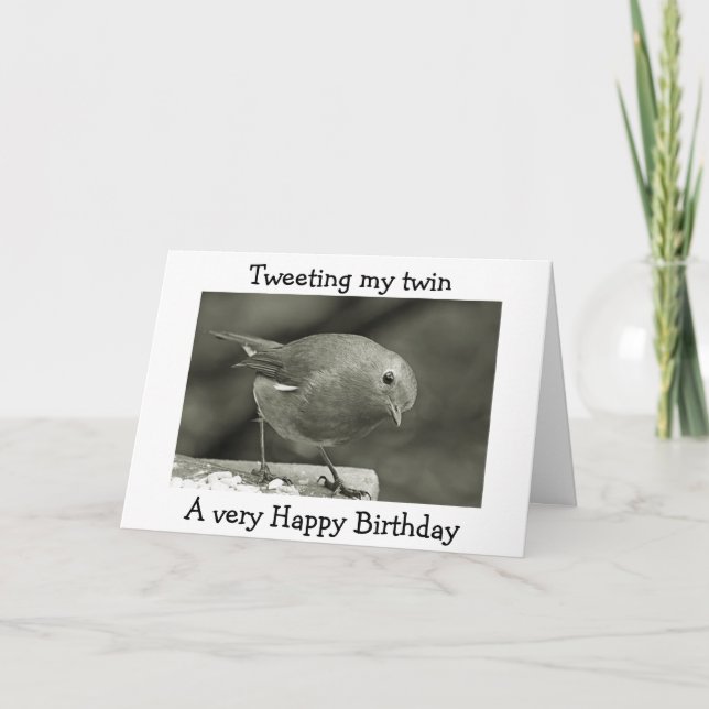 ICH TWEET MEIN ZWEIMAL GLÜCKLICH GEBURTSTAG KARTE (Vorderseite)