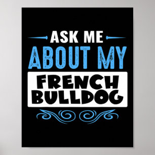 Ich über meinen französischen Bulldog (Blaue Textv Poster