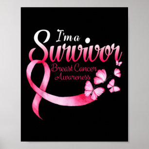 Ich überlebe das Brustkrebsbewusstsein mit rosa Ri Poster