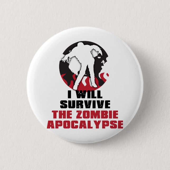 Ich überlebe die Zombie-Apokalypse Button (Vorderseite)