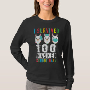 Ich überlebte 100 Masked School Days Llama Maske f T-Shirt
