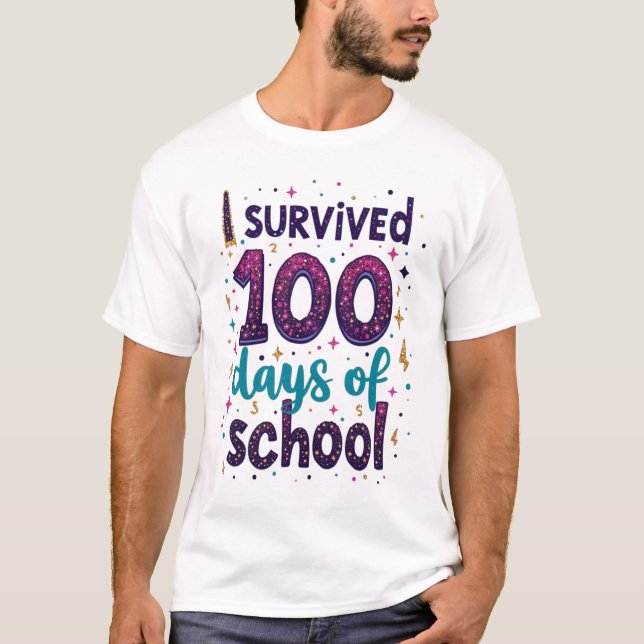 Ich überlebte 100 Tage Schuldesign T-Shirt (Vorderseite)