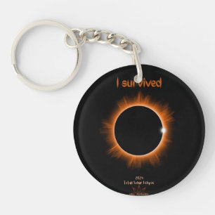 Ich überlebte 2024 Solar Eclipse Acrylic Schlüssel Schlüsselanhänger