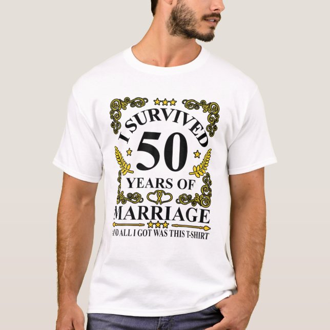 Ich überlebte 50 Jahre Ehe 50. Hochzeitscoupl T-Shirt (Vorderseite)