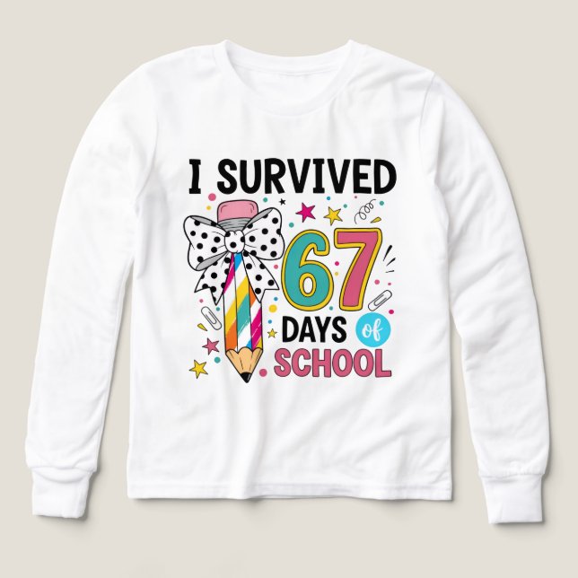 ich überlebte 67 Tage Schul-Shirt (Design Vorderseite)