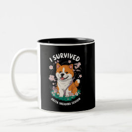Ich überlebte Akita Inu Shedding Season Funny Zweifarbige Tasse