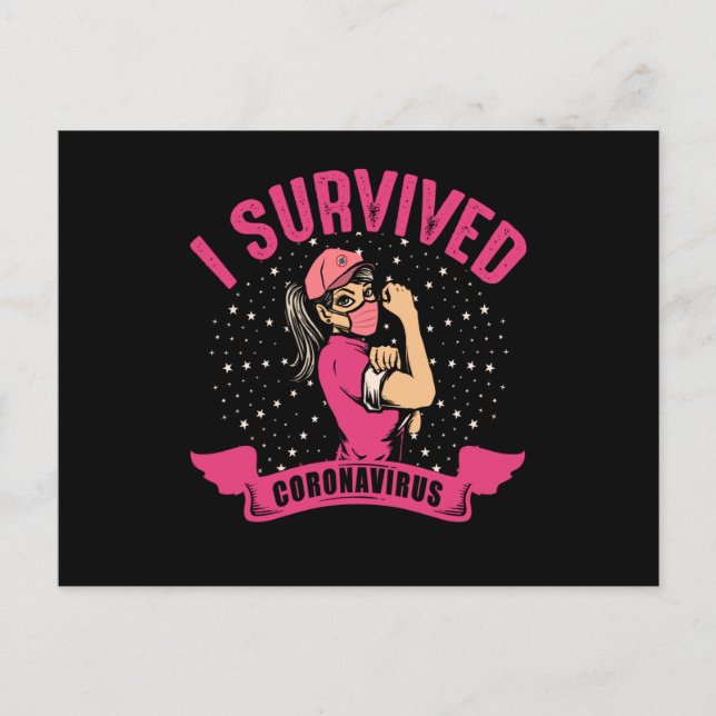 Ich überlebte Coronavirus Covid 19 Survivor Postkarte (Vorderseite)