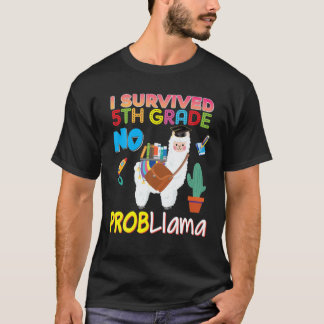 Ich überlebte den 5ten Grad No Probllama Llama Gra T-Shirt