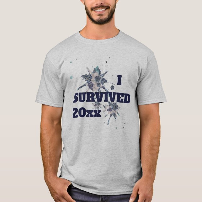 Ich überlebte den blauen Covid-Virus-T - Shirt (Vorderseite)