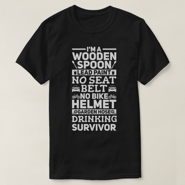 Ich überlebte den Holzlöffel, den lustigen Vater d T-Shirt (Design vorne)