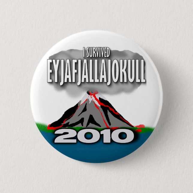 Ich überlebte den Island-Vulkan Button (Vorderseite)