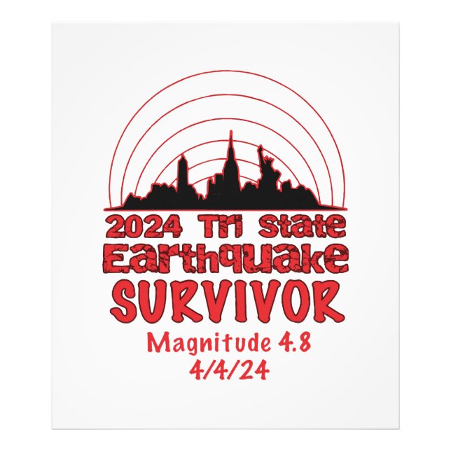 Ich überlebte den NYC Erdbeben Quake Tri Staat 202 Fotodruck (Vorne)