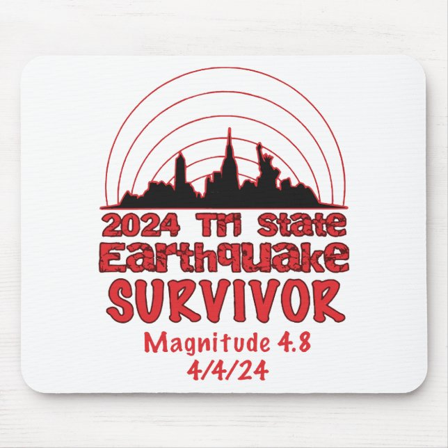 Ich überlebte den NYC Erdbeben Quake Tri Staat 202 Mousepad (Vorne)