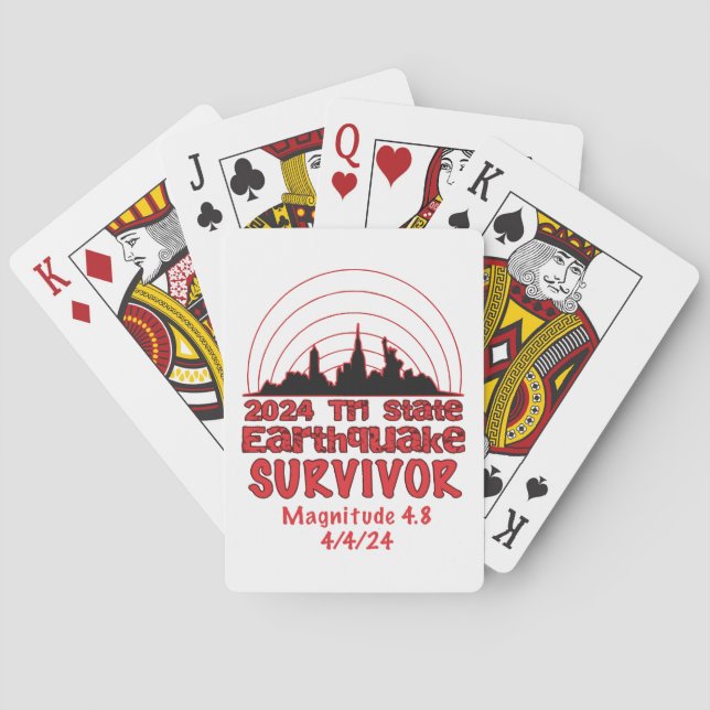 Ich überlebte den NYC Erdbeben Quake Tri Staat 202 Spielkarten (Rückseite)