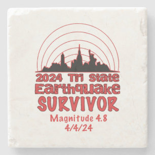 Ich überlebte den NYC Erdbeben Quake Tri Staat 202 Steinuntersetzer