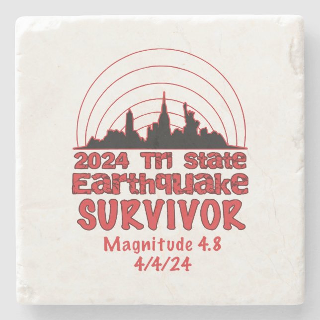 Ich überlebte den NYC Erdbeben Quake Tri Staat 202 Steinuntersetzer (Vorderseite)