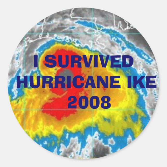 ICH ÜBERLEBTE DIE HURRIKANE IKE 2008 STICKERS (Vorderseite)