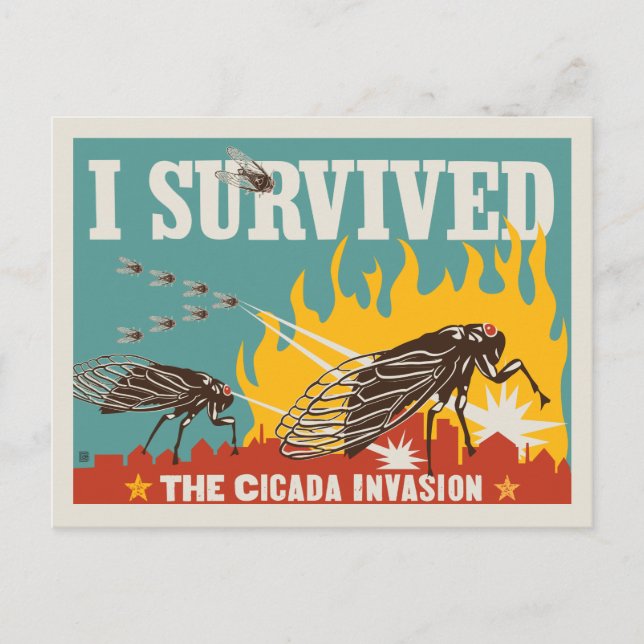 Ich überlebte die Invasion von Cicada Postkarte (Vorderseite)