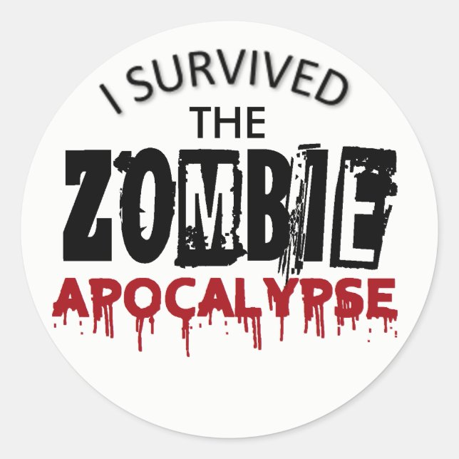 Ich überlebte die Zombie-Apokalypse Runder Aufkleber (Vorderseite)