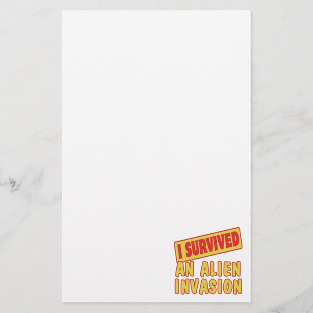 ICH ÜBERLEBTE EINE ALIEN INVASION BRIEFPAPIER (Vorderseite)