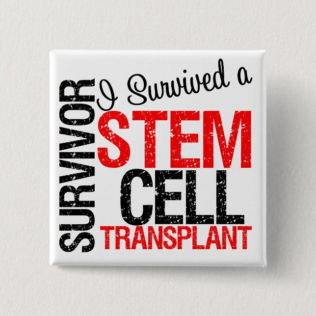 Ich überlebte eine Stammzelltransplantation (rot) Button (Vorderseite)