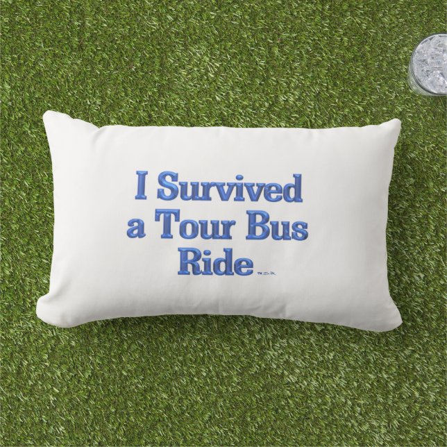 Ich überlebte einen Tour Bus Ride blauen Kissen im (Gras)