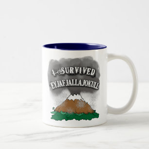 Ich überlebte Eyjafjallajokull T-Shirts, Tassen, Zweifarbige Tasse