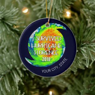 ICH ÜBERLEBTE HURRIKAN FLORENCE   Stadt und Staat Keramik Ornament