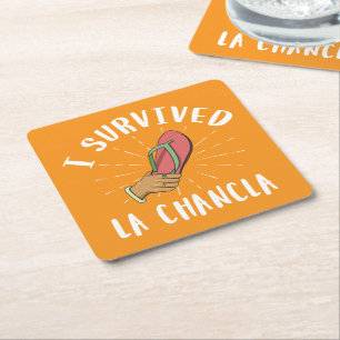 Ich überlebte La Chancla Funny Mexican Mother Joke Rechteckiger Pappuntersetzer