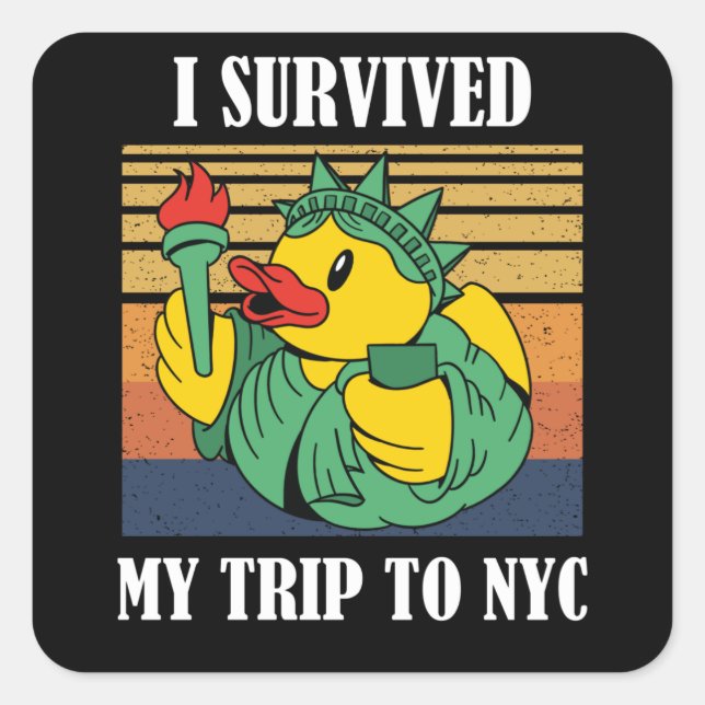 Ich überlebte meine Reise in den NYC Urlaub Quadratischer Aufkleber (Vorderseite)