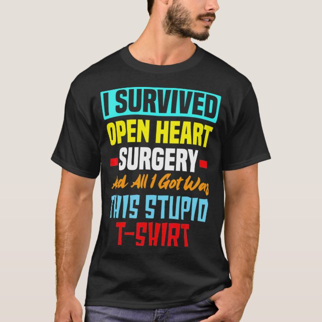 Ich überlebte Open Heart Operation Funny Bypass He T-Shirt (Vorderseite)