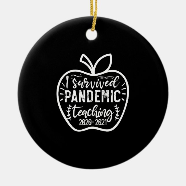 Ich überlebte pandemische Lehre 2020 2021 Apple Keramik Ornament (Vorne)