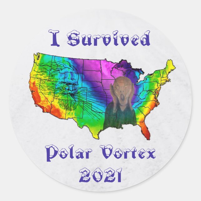 Ich überlebte Polar Vortex 2021 Runder Aufkleber (Vorderseite)