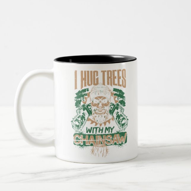 Ich umarmte Bäume mit Kaschierholz Zweifarbige Tasse (Links)