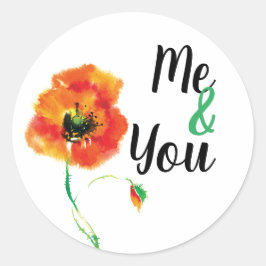 Ich und du Mohn Runder Aufkleber